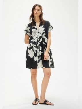 H&M Black Dress with White Floral Print